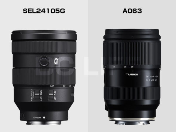 ソニー FE 24-105mm F4 G OSS と タムロン 28-75mm F2.8 Di III VXD G2 の外観比較画像