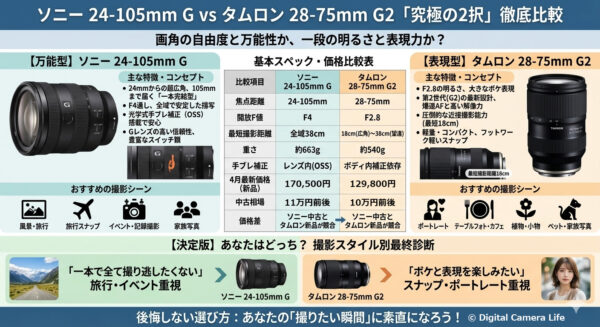 ソニー 24-105mm G vs タムロン 28-75mm G2 徹底比較