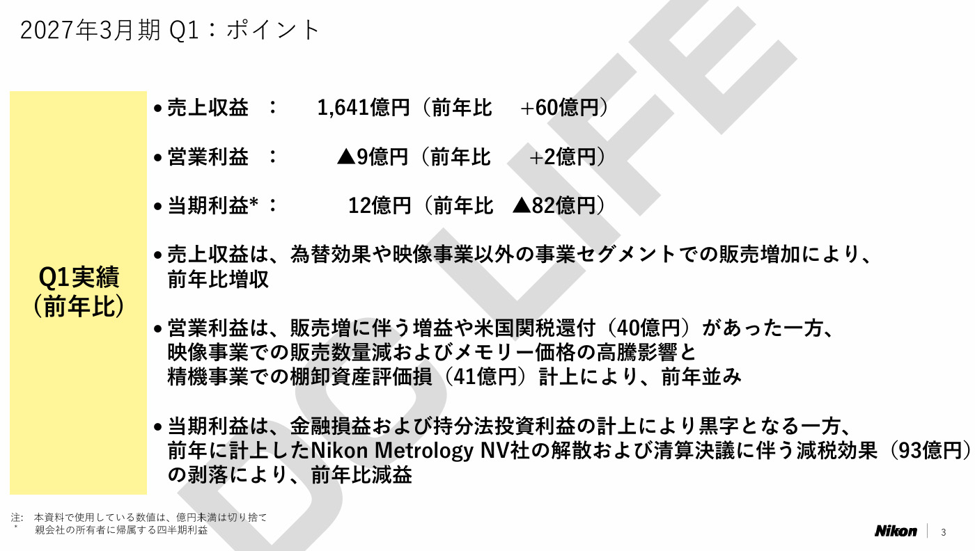 2027年3月期第1四半期決算